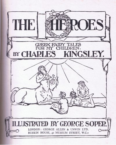 Title page design, from The Heroes published by George Allen and Unwin 1929 by George Soper