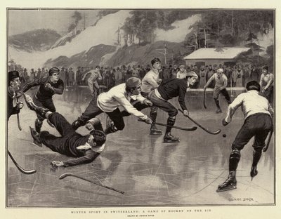 Winter Sport in Switzerland, a Game of Hockey on the Ice by George Soper