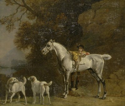 Huntsman with a Grey Hunter and Two Foxhounds by George Stubbs