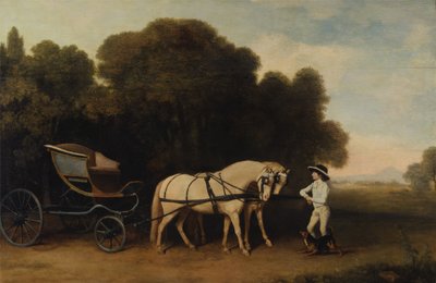 Phaeton with a Pair of Cream Ponies and a Stable-Lad, 1780 and 1784 by George Stubbs