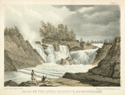 Falls on the River Exploits, Newfoundland by George Victor Du Noyer