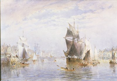 Small Craft on the River at Whitby by Whitby Bridge, 1877 by George Weatherill