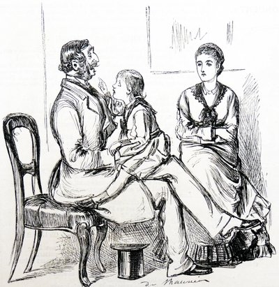Child fascinated by rubber used to fix false teeth by George du Maurier