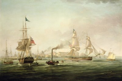 View of the Port of Hull with the Spartan by George the Elder Chambers