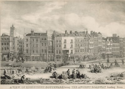 A view of High Street, Southwark, London, being the ancient roadway by George the Elder Scharf