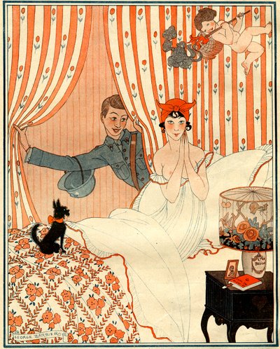 The Unplanned Return... Or the Alarm Clock - Illustration from La Vie Parisienne by Georges Barbier