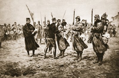 Honouring the Brave in the Firing-Line: a French General Giving the Accolade to Men Decorated with the Military Medal, from 