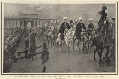 The Funeral Procession at Hyde Park Corner, Royal Mourners Entering the Park by Georges Bertin Scott