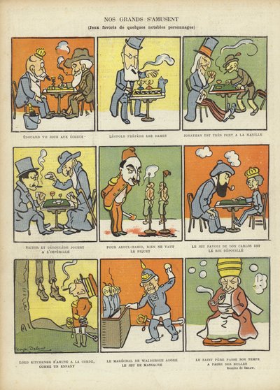 Favourite games of great men, illustration for Le Rire by Georges Delaw