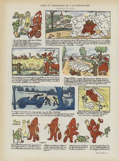 Joys and Sadnesses of Motoring (Illustration for Le Rire) by Georges Delaw