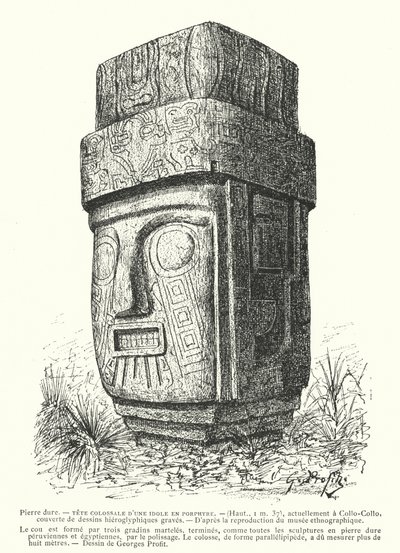 Colossal carved porphyry Inca idol by Georges Ernest Profit