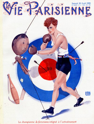 The champion of integral feminism training - illustration from La Vie Parisienne by Georges Leonnec