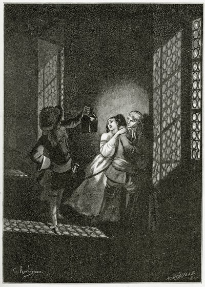 The Lovers Ethel and Ordener are Caught by Lieutenant d’Alpheld - Illustration from Han d’Islande, 19th Century by Georges Marie Rochegrosse