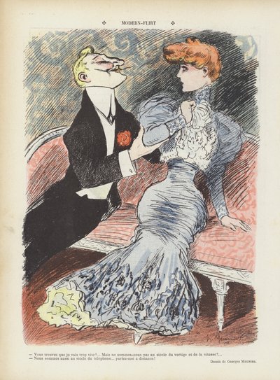 Modern Flirting. Illustration for Le Rire by Georges Meunier