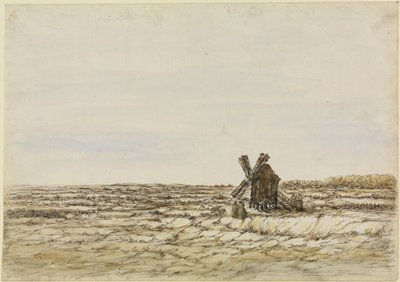 Windmill in a Wide Fallow Field by Georges Michel