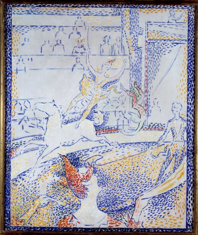 Circus. A dancer doing an acrobatic number on horseback and a clown. Sketch by Georges Seurat (1859-1891) by Georges Pierre Seurat