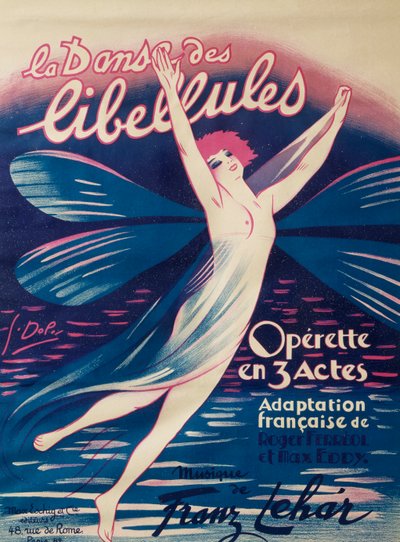 Poster for Dance of Dragonflies, Operetta by Georges pseudonym of Edmond Vernier Dola