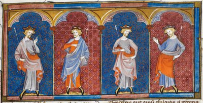 Clodomire, Childebert, Theodoric, and Clothaire, from Chroniques de France ou de St Denis, 14th Century by Georgia Levan Ramishvili from Tbilisi