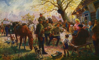 At the Manoeuvres. Stopping with Collective Farmers by Georgiy Konstantinovich Savitsky