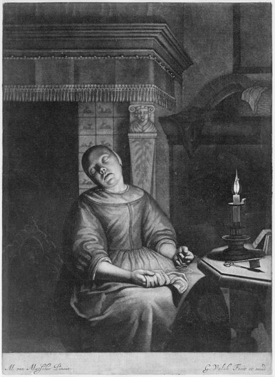 Sleeping Girl with Needlework in her Lap, late 17th-early 18th century by Gerald Valck
