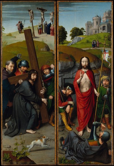 Christ Carrying the Cross, with the Crucifixion, The Resurrection, with the Pilgrims, ca. 1510 by Gerard David