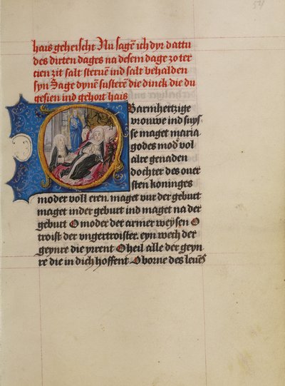 Initial O: A Woman on Her Deathbed with the Virgin and Child and Devils by Gerard Horenbout