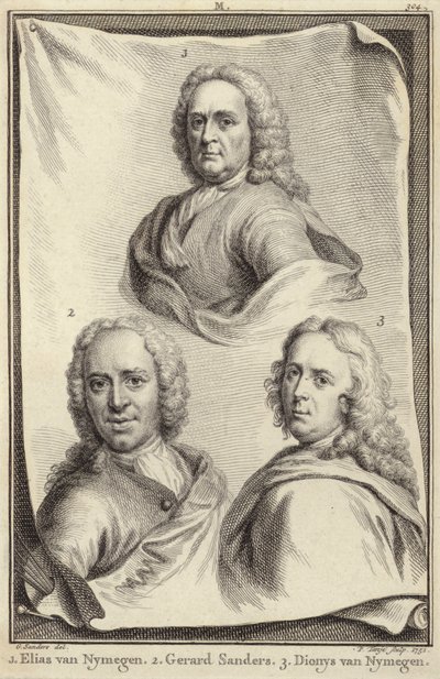 Portraits of Elias van Nijmegen, Gerard Sanders and Dionys van Nijmegen by Gerard Sanders