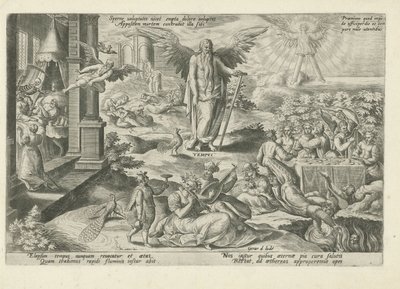 Father Time Among Indolent People (title on object: Shun Pleasures, Pleasure Bought with Pain is Harmful) (series title: Moralizing Allegories on Time) by Gerard de Jode