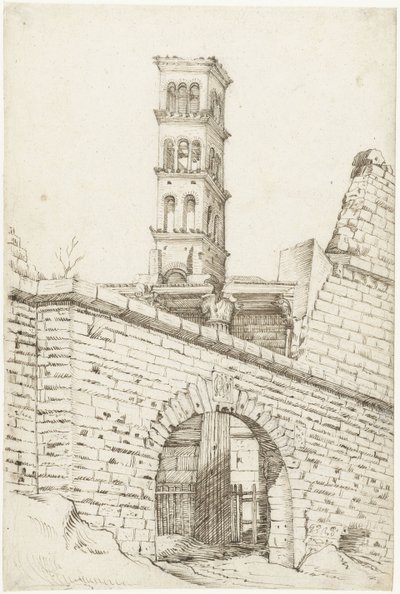 Temple of Mars Ultor and the Pantani Arch in the Forum of Augustus and the Tower of San Basilio by Gerard ter Borch (I)