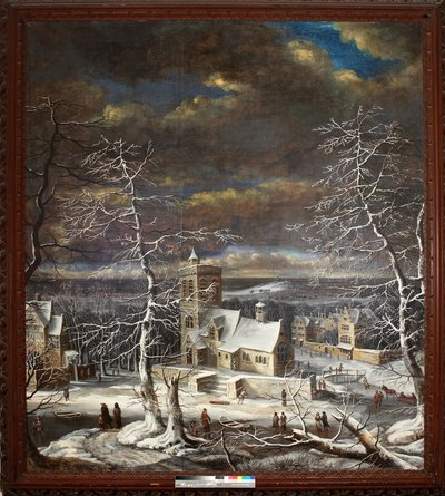 A Village in Winter with Figures on the Ice by Gerard van Edema