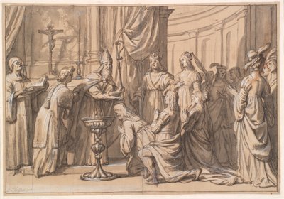 Harold Klak and His Family are Baptized in Mainz by Gerard van Honthorst
