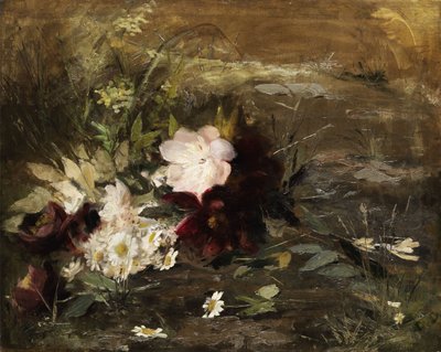 Water Lilies and Daisies on the Bank by Gerardina Jacoba van de Sande Bakhuyzen