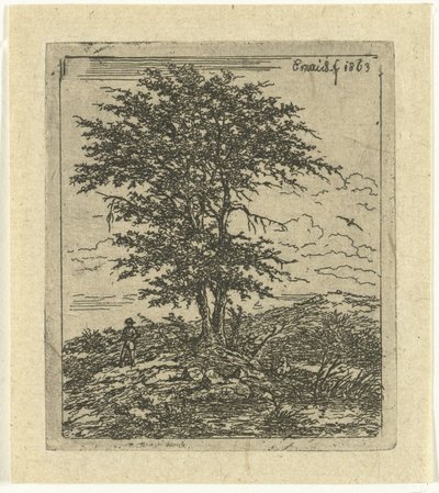 Landscape with Oak and Hunter by Gerardus Emaus de Micault