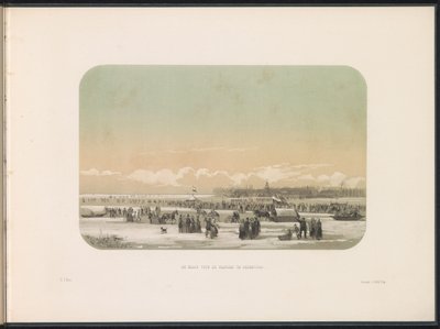 Ice Entertainment on the Maas in Rotterdam, with the Factory in Feijenoord in the Distance, 1855 by Gerardus Johannes Bos