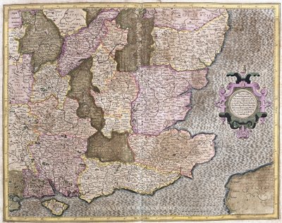 Southeast Region of England Including the British Channel and London (engraving) by Gerardus Mercator