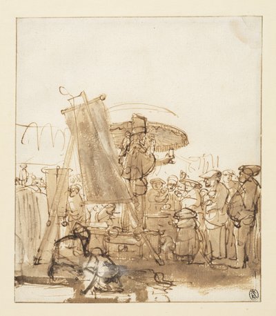 Quack addressing a crowd, c. 1637 by Gerbrandt van den Eeckhout