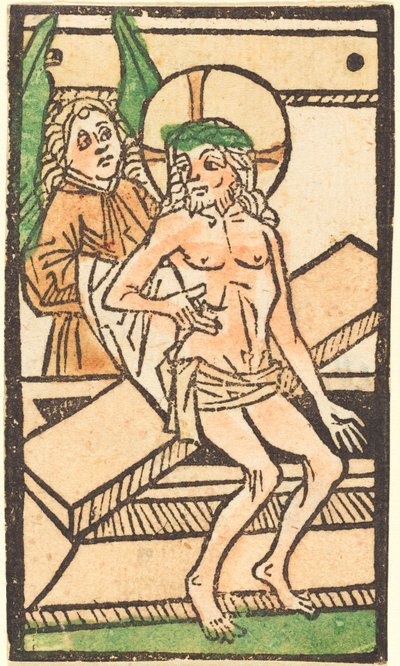 Christ Sitting on His Tomb with One Angel by German 15th Century