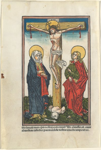 Christ on the Cross with the Virgin and Saint John by German 15th Century