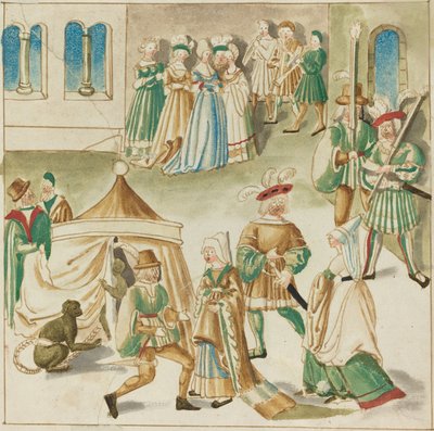 Court Amusements with Two Monkeys by German 16th Century