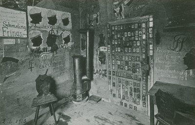 A Room with Walls Covered in Graffiti Referring to Important Contemporary Figures Such as Bussche and Waldow. Postcard Sent in 1913. by German Photographer