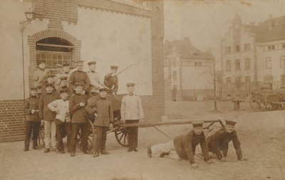 German Soldiers Pulling Carriage by German Photographer