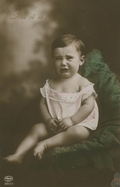 Postcard of a Boy Crying, Sent in 1913 by German Photographer