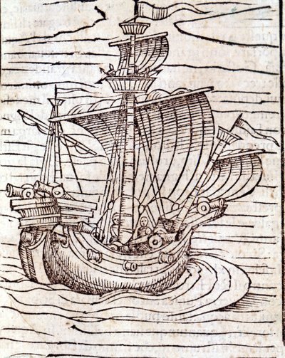 A boat. Xylography from Sebastien Munster