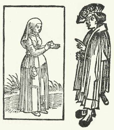 A woodcut of a scene from the story of Till Eulenspiegel by German School