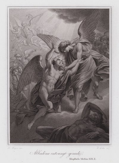 Abaddon Receives Mercy (engraving) by German School