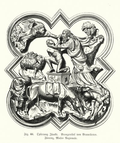 Abraham Offering Up His Son Isaac for Sacrifice, Bronze Relief by Filippo Brunelleschi by German School