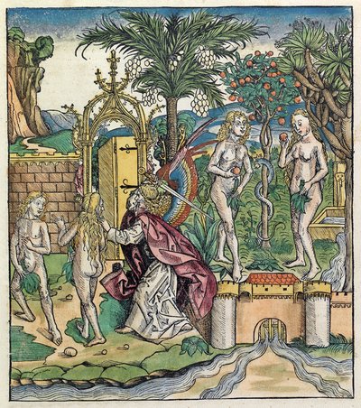 Adam and Eve Being Banished from Eden by German School