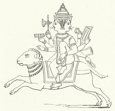 Agni, Hindu Fire God (engraving) by German School