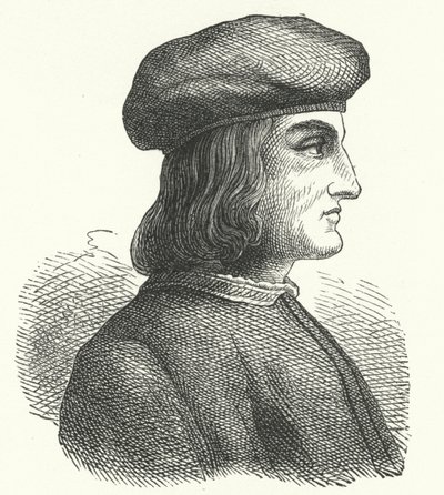 Aldus Manutius, Venetian humanist, scholar, printer and publisher (engraving) by German School