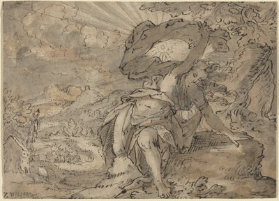 Allegorical Female Figure in a Landscape [recto], c.1600 by German School